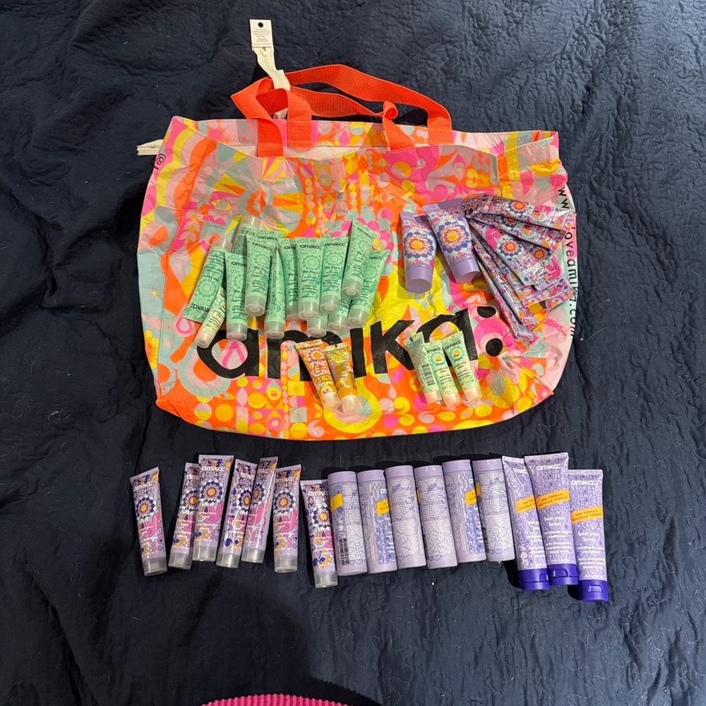 Amika Multicolor Tote with Hair Care Collection